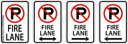 No Parking Fire Lane Sign On White Background