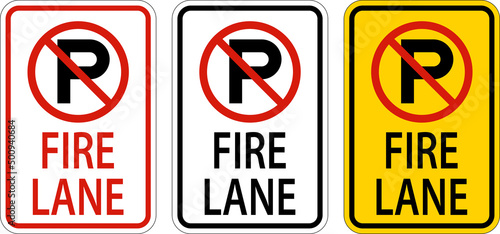 No Parking Fire Lane Sign On White Background
