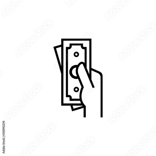 Money in hands icon. Cash payment symbol isolated on white background. Vector EPS 10