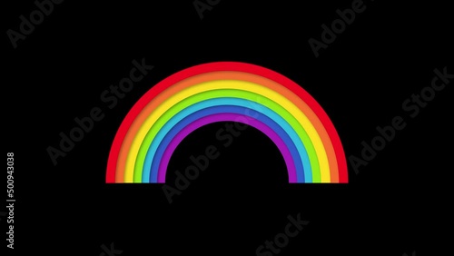 Animation of the appearance of rainbow from the balls. Rainbow for hope and wish generate the mood of optimism. Everything will be fine. Summer symbol. Template for design or background for children