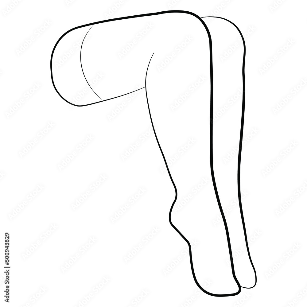 Women stocking outline simple minimalist vector icon. Female legs. Outline attractive foot, vector illustration. Woman leg vector isolated on white background. Women stocking outline simple minimalist vector icon. Female legs. Outline attractive foot, vector illustration. Woman leg vector isolated on white background.
