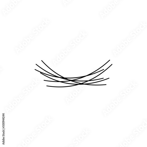 Vector logo abstract image of a bird's nest is twisted from thin twigs with a leaf.
