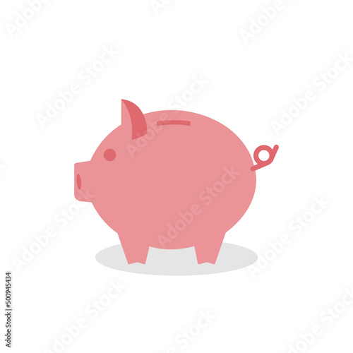 Piggy bank icon in flat. Cash savings symbol. Financial deposit. Vector EPS 10