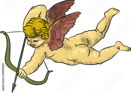 Cupid, illustration of an angel with wings photo