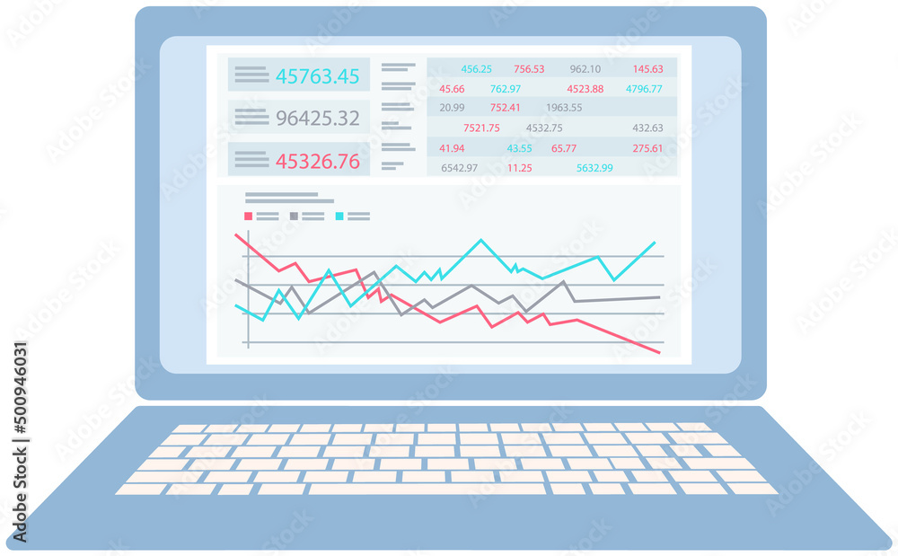 Data analysis research statistics concept. Strategy, business development. Results of statistical business research. Analyze growth of statistical indicators, income. Finance data and profit growth