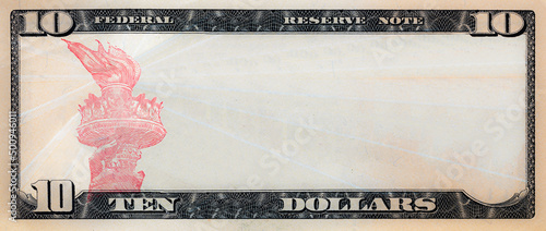 10 dollar bill with empty middle