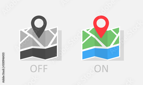 Maps navigator location on off icon. Vector EPS 10