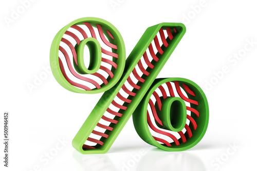 Murais de parede Percentage sign with creative green and red isometric style design