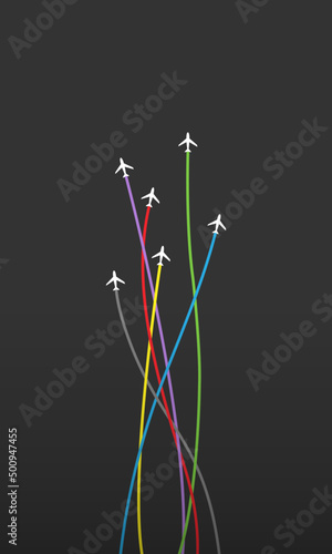 Airlines way and airplanes concept. Vector illustration EPS 10