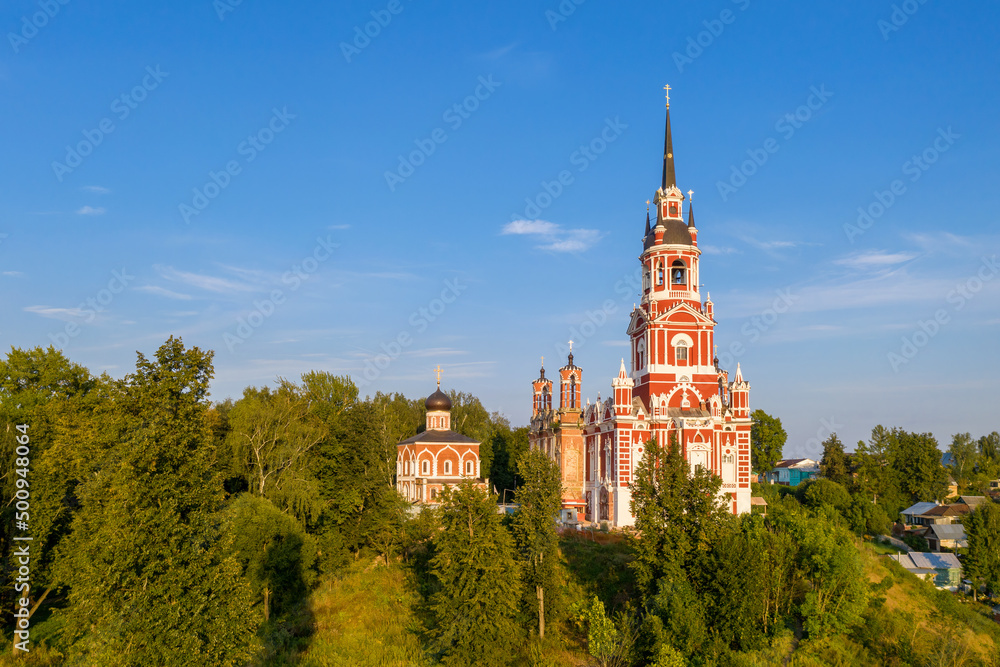 View of St. Nicholas Cathedral (1802-1814) on sunny summer evening. Mozhaysk, Moscow Oblast, Russia.