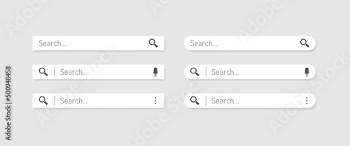 Web search. Search bar set vector interface elements with search button. EPS 10