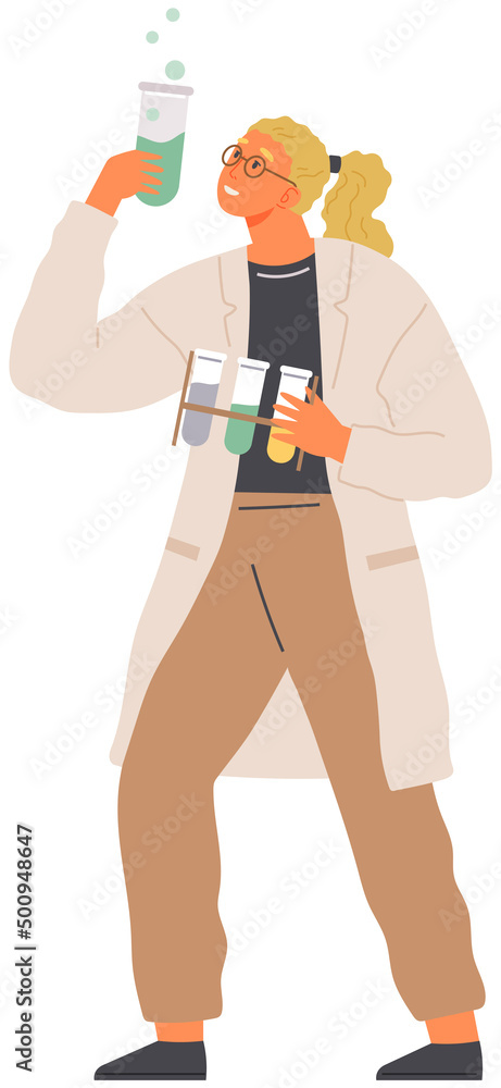Scientist makes laboratory analysis of life system and organisms. Idea of education, botany, microbiology. Biologist conducting experiment with plant in test tube. Research with plant sample in lab Scientist makes laboratory analysis of life system and organisms. Idea of education, botany, microbiology. Biologist conducting experiment with plant in test tube. Research with plant sample in lab