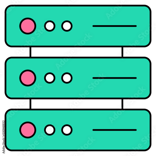An icon design of data server rack