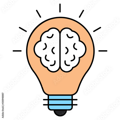 A flat design icon of brainstorming