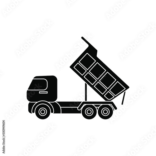 Dump truck icon vector. construction illustration sign. building symbol. transportation logo.