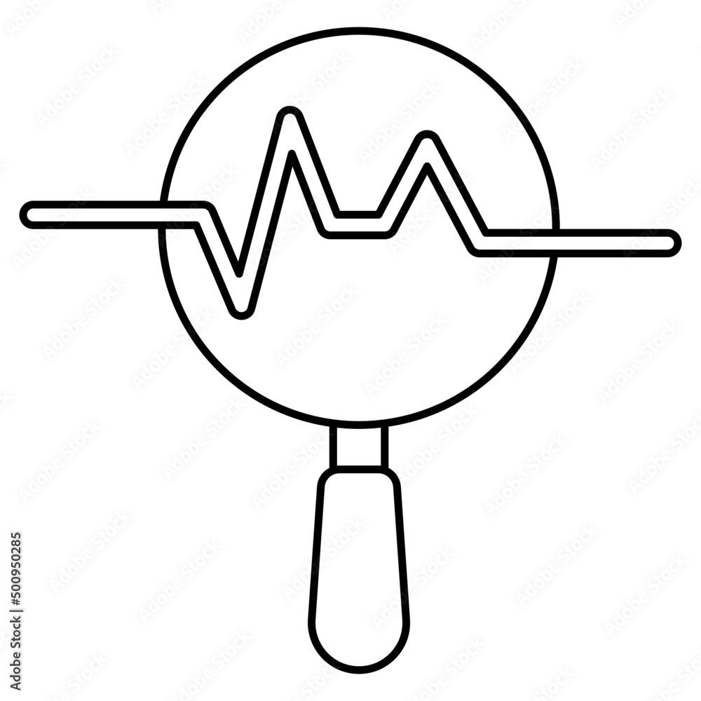 An icon of data analysis, polyline chart under magnifier An icon of data analysis, polyline chart under magnifier