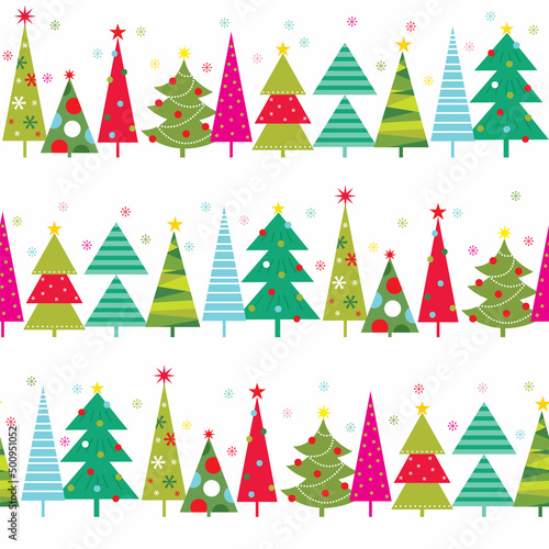 cute christmas trees seamless pattern