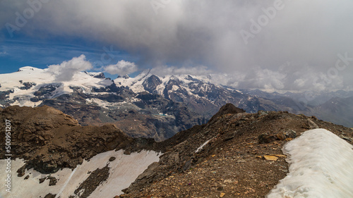 Summer trekking day in the mountains over Valtournanche photo