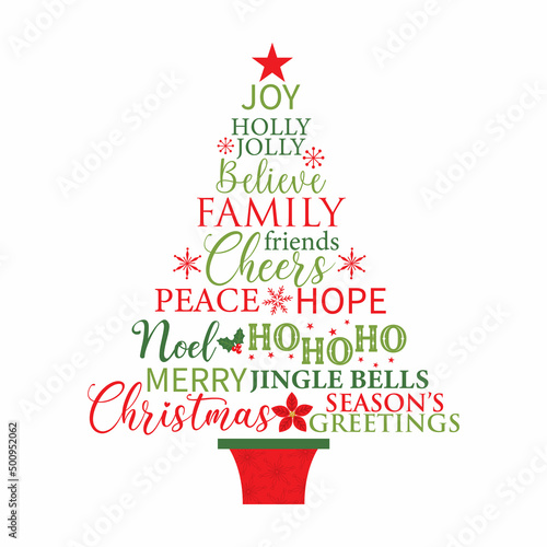 merry christmas tree greeting card design