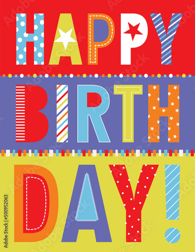 birthday card with colorful letters design