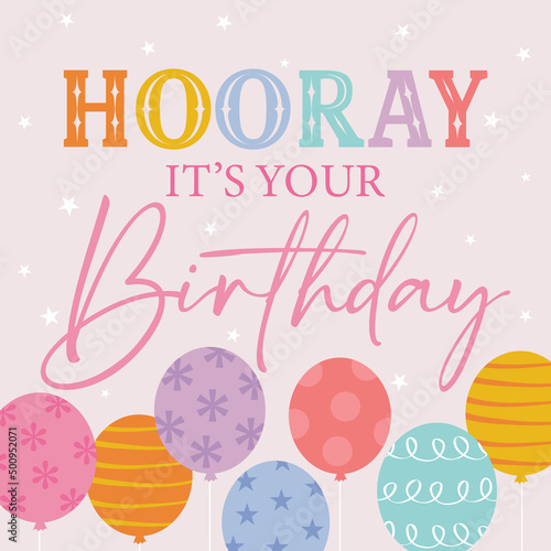 birthday greeting card with colorful balloon design