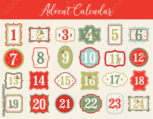 christmas advent calendar with cute frame design