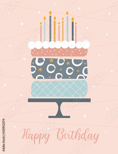 birthday card with decoration cake design