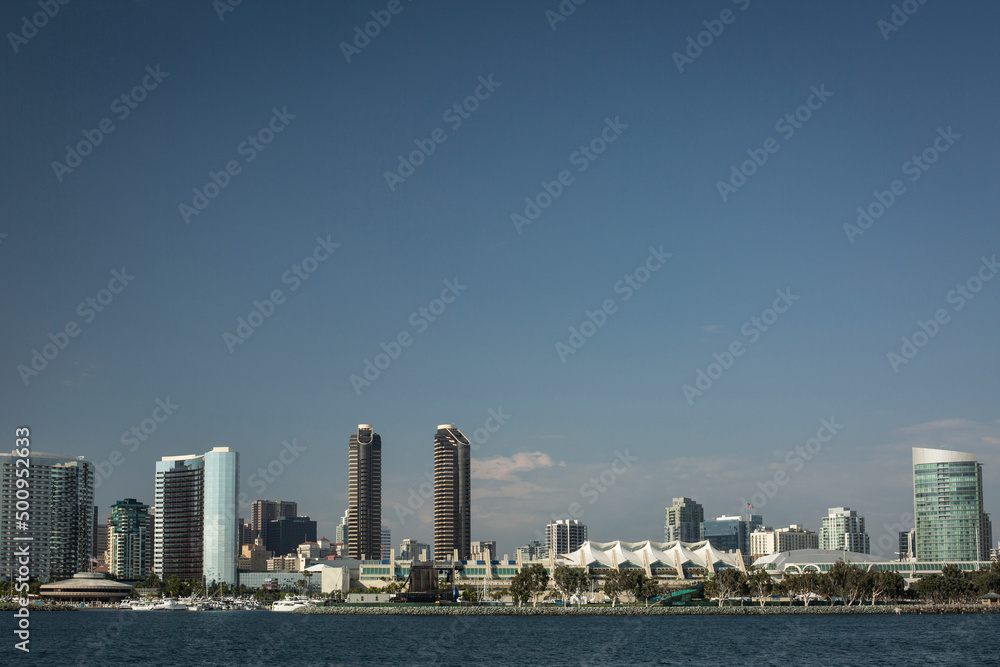 Panoramic view of San Diego skyline from the Bay 
