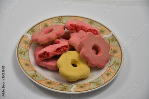 Romanian ,traditional  pink and yellow gingerbread for Easter ,turte photo