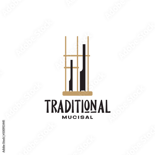 Angklung Musical instrument bamboo indonesia logo design vector graphic symbol icon illustration creative idea photo