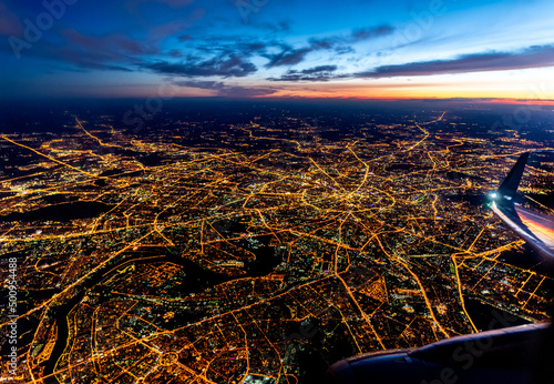 Photography Aerial View of Moscow Russia from the plane