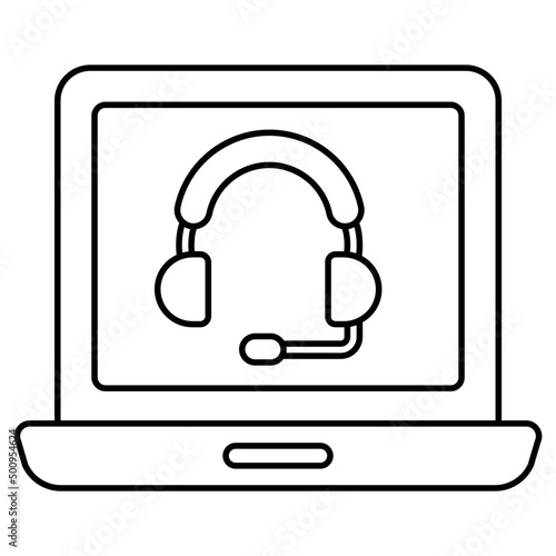 Online helpline icon in linear design