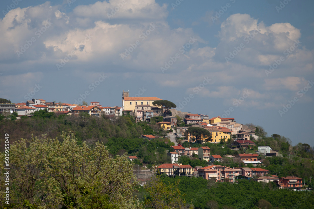 landscape of Montefredane Irpino. Small village on the hill, Avellino, Irpinia, Campania, Italy
