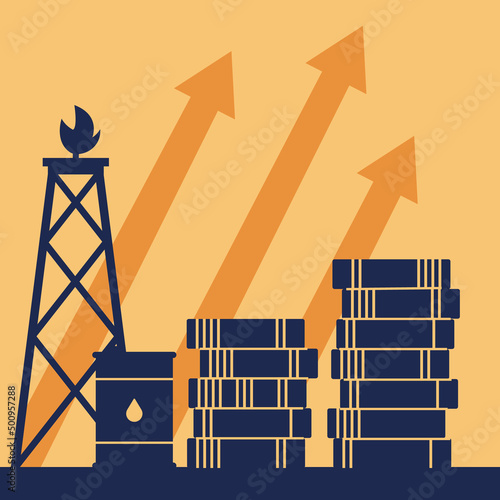 The oil price is rising concept. Barrels of crude oil or petroleum