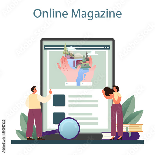 Ecologist online service or platform. Scientist study ecological