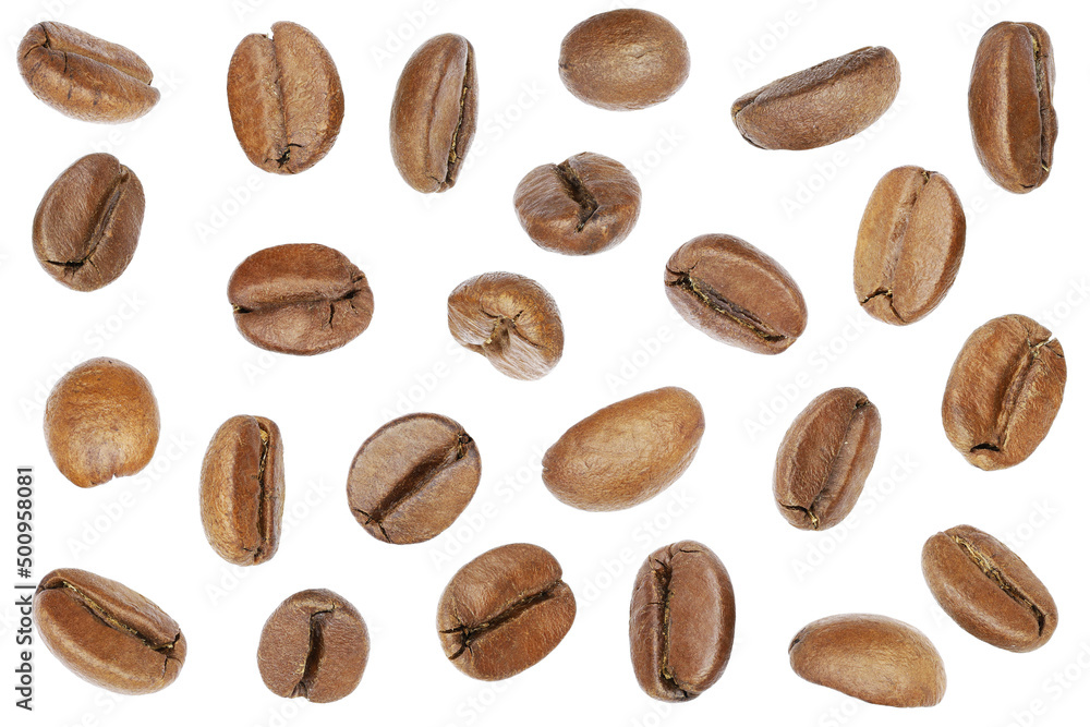 Obraz premium set coffee beans isolated white background.