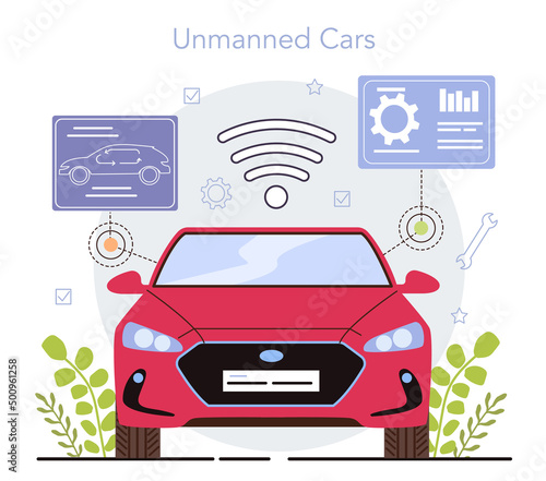 Self driving and electric car development. Artificial intelligence