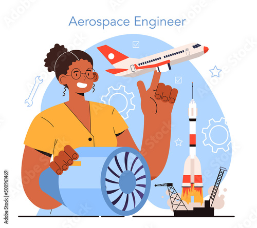 Diverse women in technology and engineering concept. Female aerospace