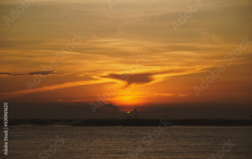 Beautiful of the sunset sky on the sea for background