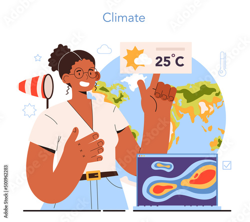 Diverse women in science. Female climatologist study factors that influence photo