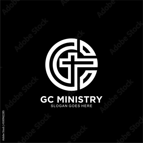 Cross logo or icon design for christian community. GC initial with cross design