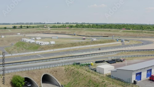 Racetrack of Oschersleben with triumph motorcyclist. photo