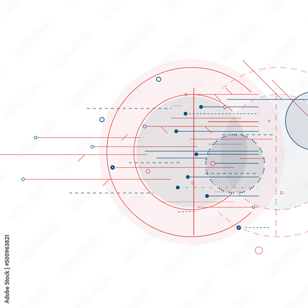 Modern geometric lines and circles abstract connection. Vector communication structure for biology and data design