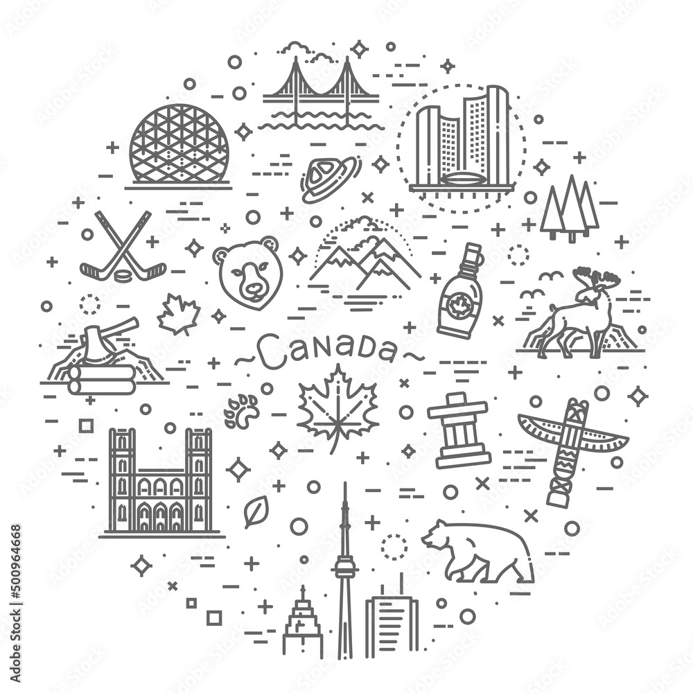 travel Canada traditional illustration