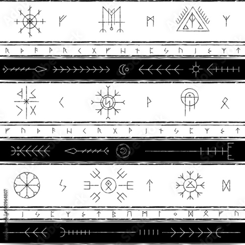 Nordic monochrome seamless pattern.