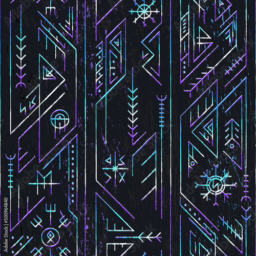 Neon northen seamless pattern.