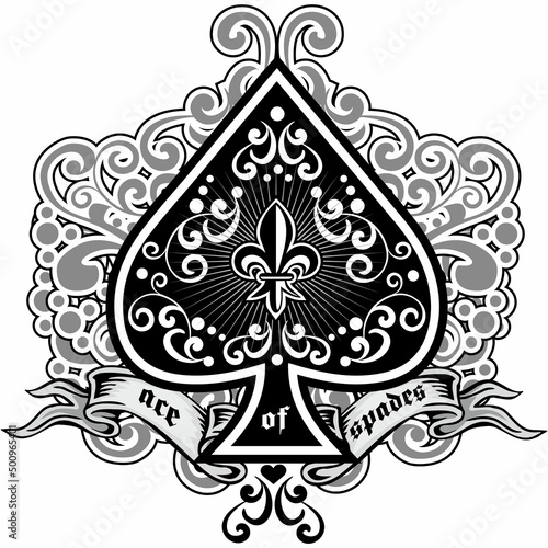 ace of spades with lily, grunge vintage design t shirts