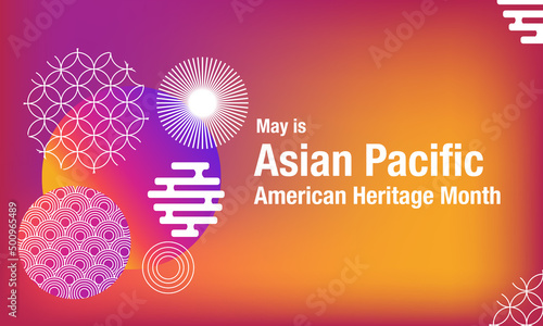 May Asian American and Pacific Islander Heritage Month. Illustration with text, Chinese pattern. Asia Pacific American Heritage Month, Vector