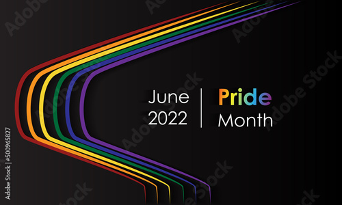 LGBT Pride Month. Pride label, ribbons with rainbow colors. Banner Love is love. LGBT event banner template. Realistic vector