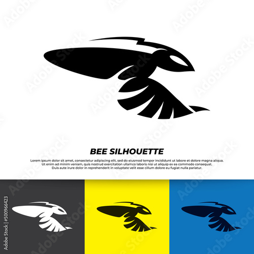 Bee silhouette logo template with sport design, bee icon, bee esport logo illustration.